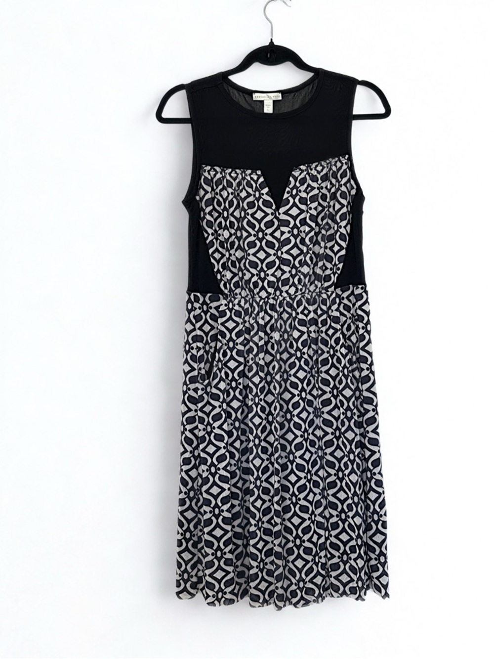 Vintage Anthro Weston Wear Geometric Fit & Flare Dress Sleeveless‎ Stretch Midi